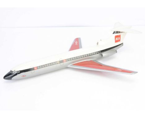 A 1960's-70's Skyland Models 1:72 'BEA' Hawker Siddeley Trident Travel Agency Display Model,  vacuum formed plastic construct
