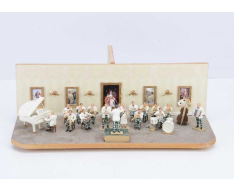Royal Hampshire Regiment Officers Mess and Dance Band diorama,  standard 'Britains' 54mm scale loose figures, 10 pcs mess fig