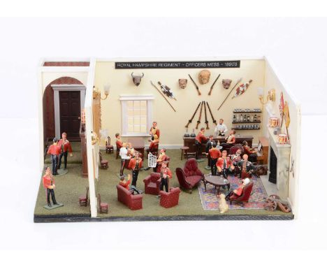 Royal Hampshire Regiment - Officers Mess - 1890's, standard 'Britains' 54mm scale custom-made mess and antechamber scene, 21 