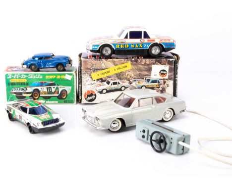 Plastic & Tinplate Lancia Toys, Ellegi plastic friction drive HF Rally Lancia, T.P.S plastic pull-back Lancia Stratos HF, in 
