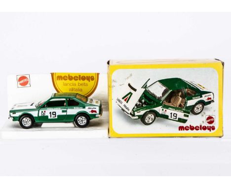 A 1970's Mattel Mebetoys 1:25 Lancia Beta Alitalia, Art.8613, in original box with polystyrene stand, E, box G