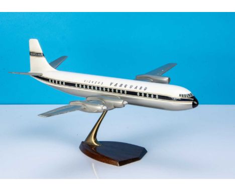 A 1950's Walker's Westway Models 1:72 Vickers Vanguard Travel Agency Display Model, aluminium construction on brass and wood 