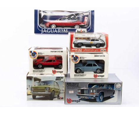 1970's-80's Bburago & Polistil Models, Polistil 1:25 S.17 Fiat 126, SN02 Jaguar XK-E 4.2 Litre, 1:16 TG8 Jaguar XKE 4.2 Litre