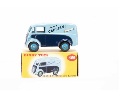 A Dinky Toys 465 Morris 'Capstan' Van, light and dark blue body, mid-blue hubs, 'Have A Capstan' decal, in original box, E, a