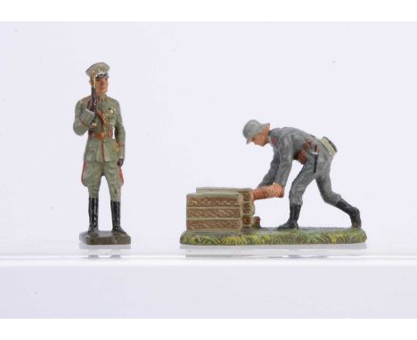 Lineol 70-75mm scale composition WW2 German Army figures comprising General - possibly Blomberg - with baton,  Artillery man 