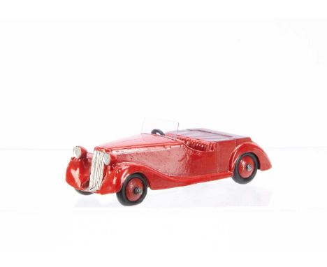A Dinky Toys 38b Sunbeam Talbot Sports Tourer, red body and hubs, maroon tonneau, VG, windscreen replaced