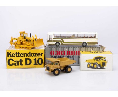Conrad & NZG 1:40 & 1:50 Scale Diecast Models, Conrad Art. Nr.285 Cat D10 Track-Type Tractor, Art. Nr.420 Mercedes-Benz O303 