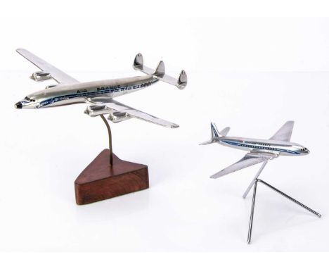 1960's Air France Chrome Plated Desk Models, 1:144 Lockheed Constellation, 'F-BHBK' reg, approx wingspan 12", length 9.5", mo