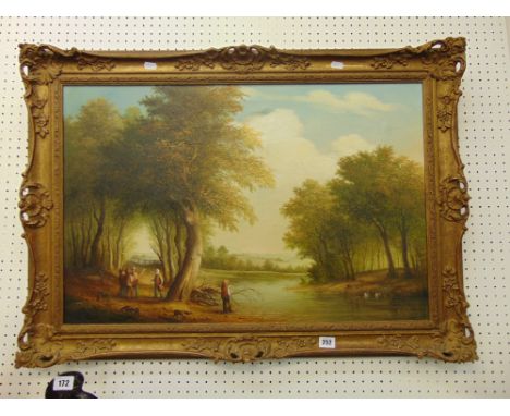 A gilt framed country scene, signed R Cavalla