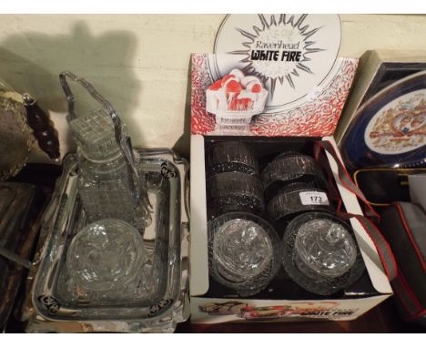 A Tray Containing Glass Ware, Silver Plate Etc.