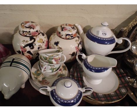 A Tray Containing Aynsley Tea Service, Two Masons Ginger Jars, Ralph Lauren Side Plates Etc.