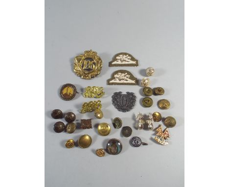 A Bombay Light Infantry Badge Together with a Collection of Army Badges, Buttons and Patches. To Include a Damaged Military B