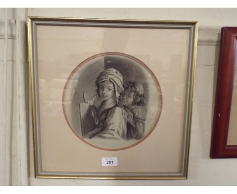 A Framed Monochrome Print of Children.