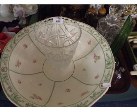 A Tray containing Cut Glass Vase, Sprit Decanter, Toilet Bowl Etc.