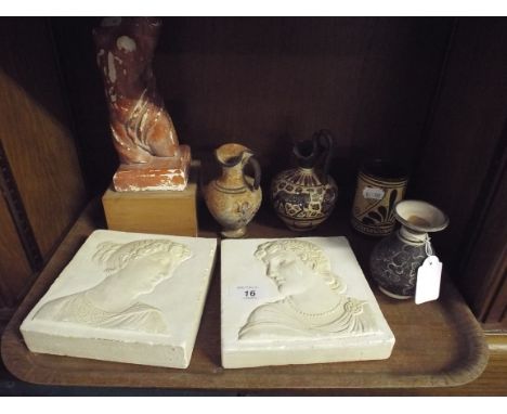 A Collection of Ceramic and Plaster Greek Souvenirs.
