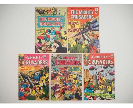 THE MIGHTY CRUSADERS #1, 2, 3, 4, 5 (5 in Lot) - (1965/1966 - ARCHIE) - Includes the origins of Shield, Comet & Fly-Man + the