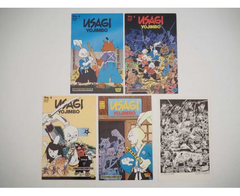 USAGI YOJIMBO #2, 3, 4, 8 + SIGNED STAN SAKAI PRINT (5 in Lot) - (1987/1988 - FANTAGRAPHICS) - Print is signed in pencil to t