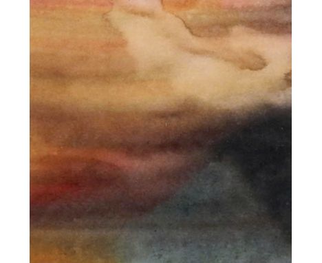 Costas  Mikellides (1938-2019 ) msia, fcsd. watercolour print. ' Below the sea of clouds lies eternity', bears title verso an
