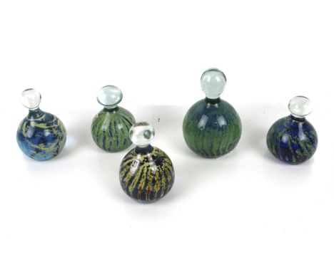 Five Maltese glass paperweights. In the 'Chess' design, comprising two signed and three unsigned examples, Max. H11.5cm