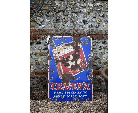 Craven 'A', a vintage enamel cigarette advertising sign, 91 cm x 61 cm and a/f 