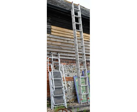 A two part alloy ladder to/with four assorted step ladders (5) 