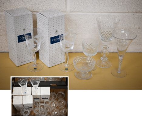 A set of six boxed Caithness barley-cut wine glasses to/w other cut drinking glasses etc (box) 