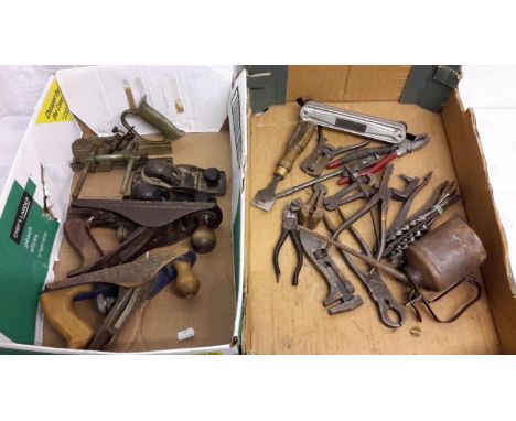 2 Boxes of vintage joiners tools to include Stanley & British made planes