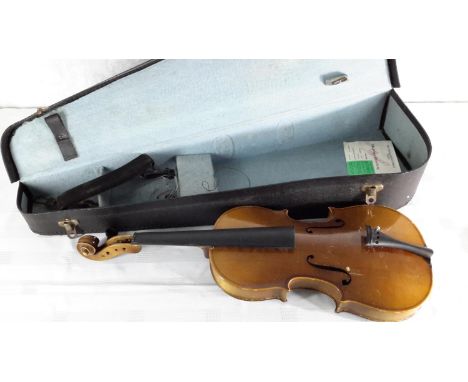 Old violin with Stradivarius sticker with box Needs attention 