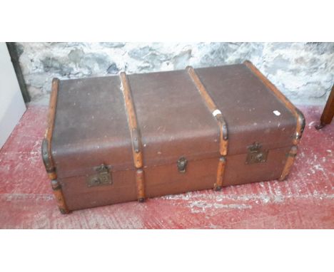 Vintage travel trunk with fitted shelf