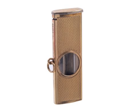 Gold (9ct) cased cigar cutter with engine-turned decoration (Birmingham 1992)