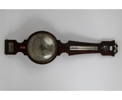 19th century rosewood barometer with swan-neck pediment, silvered dials and scale, signed - Bywater Dawson & Co. Liverpool