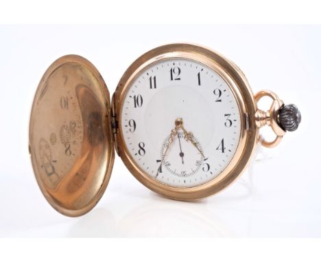 Early 20th century gentlemen's Zenith gold (14ct) full hunter pocket watch with Zenith button-wind movement in rose gold (14c