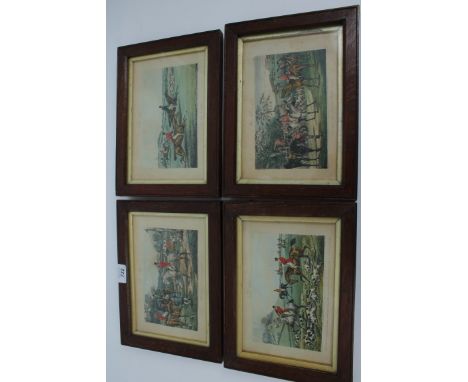 Henry Alken, set of four early Victorian tinted engravings by J. Harris - hunting scenes, published 1846 by Ackerman, in orig