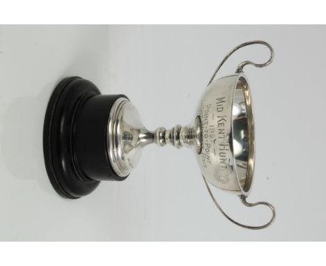 1920s silver two-handled pedestal trophy - Mid Kent Hunt 1927 Point to Point, Light Weight Race, Second (Birmingham 1926), on