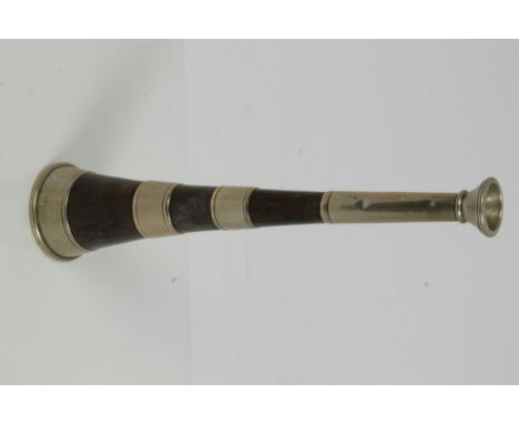 Early 20th century copper and nickel plated banded hunting horn CONDITION REPORT No makers mark. A few minor dents otherwise 