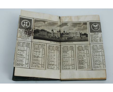 Georgian Gentlemen's Daily Journal 1809, with articulated notes and accounts, in green leather binding