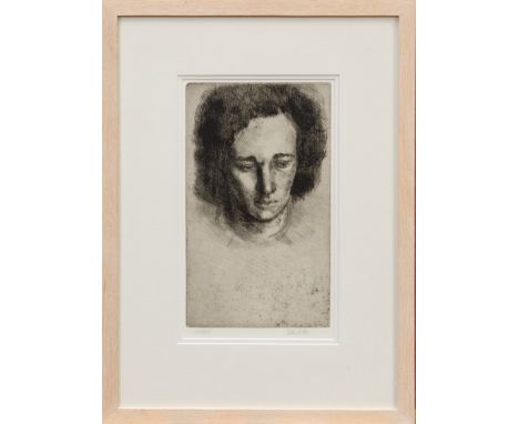 *Peter Godfrey Coker R.A. (1926 - 2004), artists proof etching - Portrait of Nicholas, signed, in glazed frame, 34.5cm x 20cm