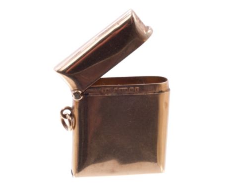 Edwardian gold (9ct) vesta case (Birmingham 1906) CONDITION REPORT Good overall condition, action works smoothly, some slight