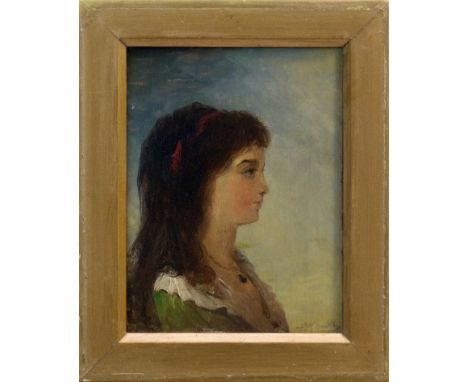 Edward Robert Smythe (1810 - 1899), oil on panel - portrait of a young lady (possibly the artist's daughter), signed, in gilt