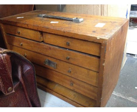 A WOODEN TOOLBOX AND TOOLS   N1