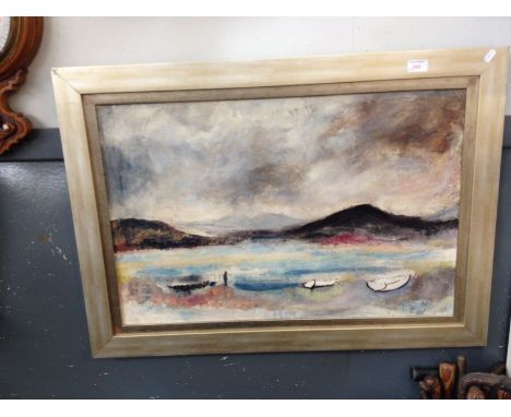 AUDREY PILKINGTON "ARNSIDE" OIL ON BOARD 76CM X 50CM. R