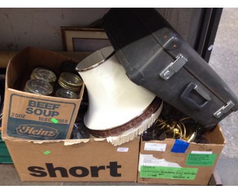 2 BOXES, A LAMP, 3 PICTURES ETC. T