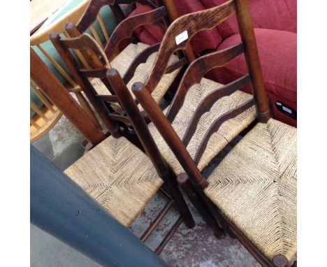 4 LADDER BACK CHAIRS.
