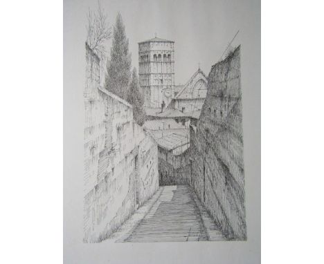 Print of the Cathedral San Rufino Assisi, framed and glazed 36cm x 51cm approx&nbsp;