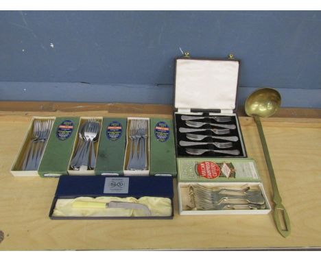 Cutlery and heavy brass ladle&nbsp;