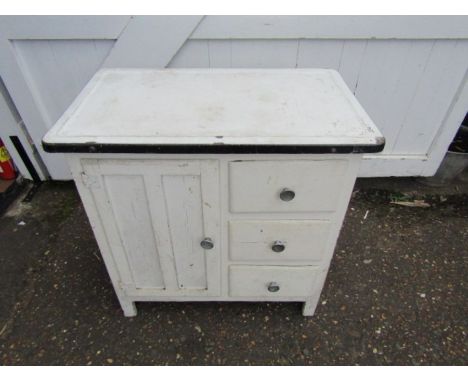 Vintage kitchen cupboard with enamel top H77cm W77cm D46cm approx&nbsp;