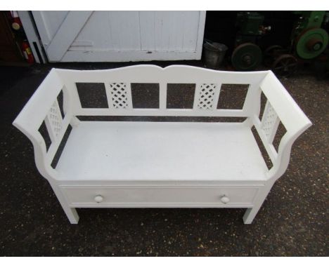 Painted hall bench with drawer H83cm W117cm D46cm approx&nbsp;