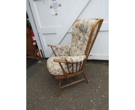Ercol upholstered stick back armchair&nbsp;