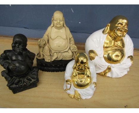 2 resin and 2 ceramic Buddha's