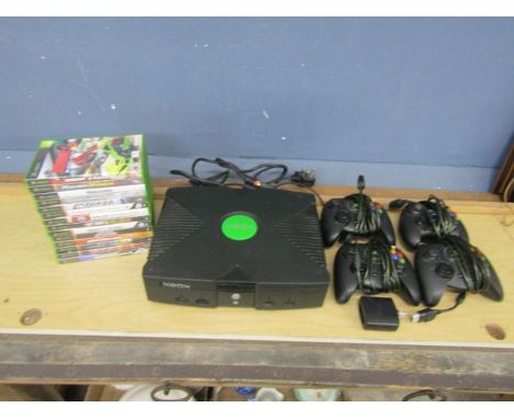 XBOX console with 14 games and 4 controllers&nbsp;